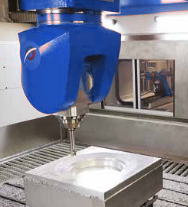 Close-up of the 5-axis machining head
