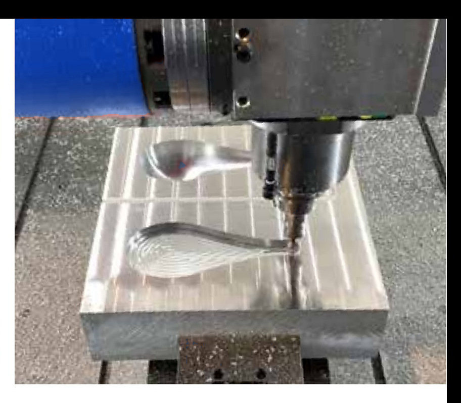 Cutting tool machining a solid metal block